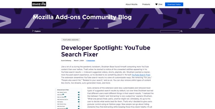 frontend mozilla addon blog reference