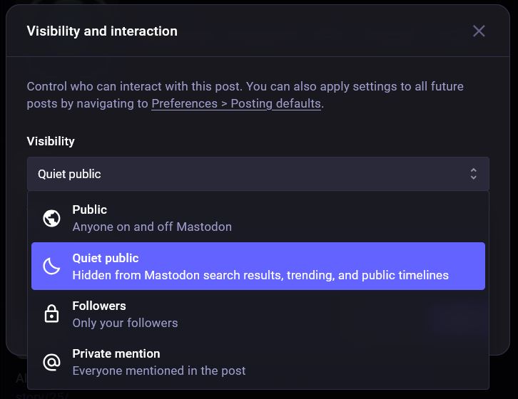 screenshot of post visibility